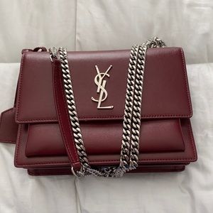 Burgundy Ysl shoulder/Crossbody bag.